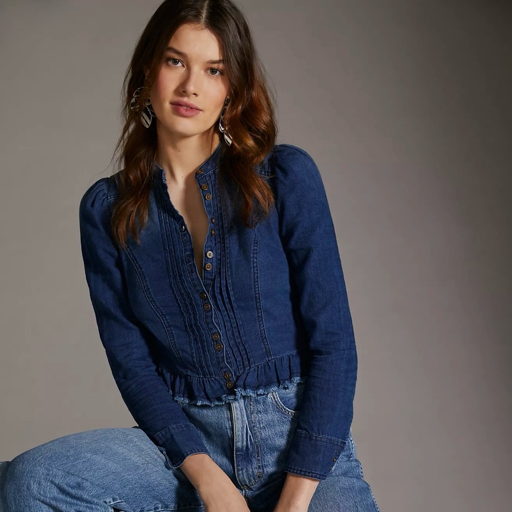 Anthropologie Pilcro Slim Buttondown Denim Size 26W